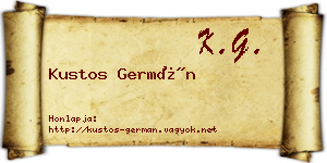Kustos Germán névjegykártya